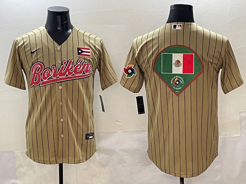 Men Puerto Rico Blank Brown Stripe Joint Name 2025 Nike MLB Jersey style 15->more jerseys->MLB Jersey